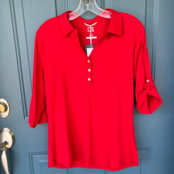 CUTTER & BUCK RED DRYTEC POLO GOLF SHIRT NWT LARGE - Picture 16 of 16